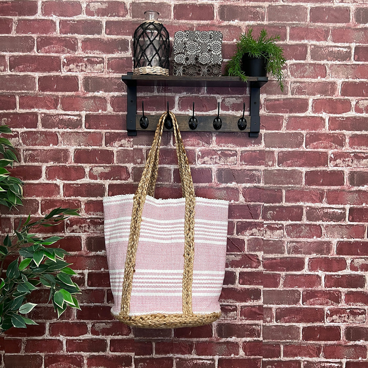 Isla Cotton and Jute Durable Everyday Tote - Pink