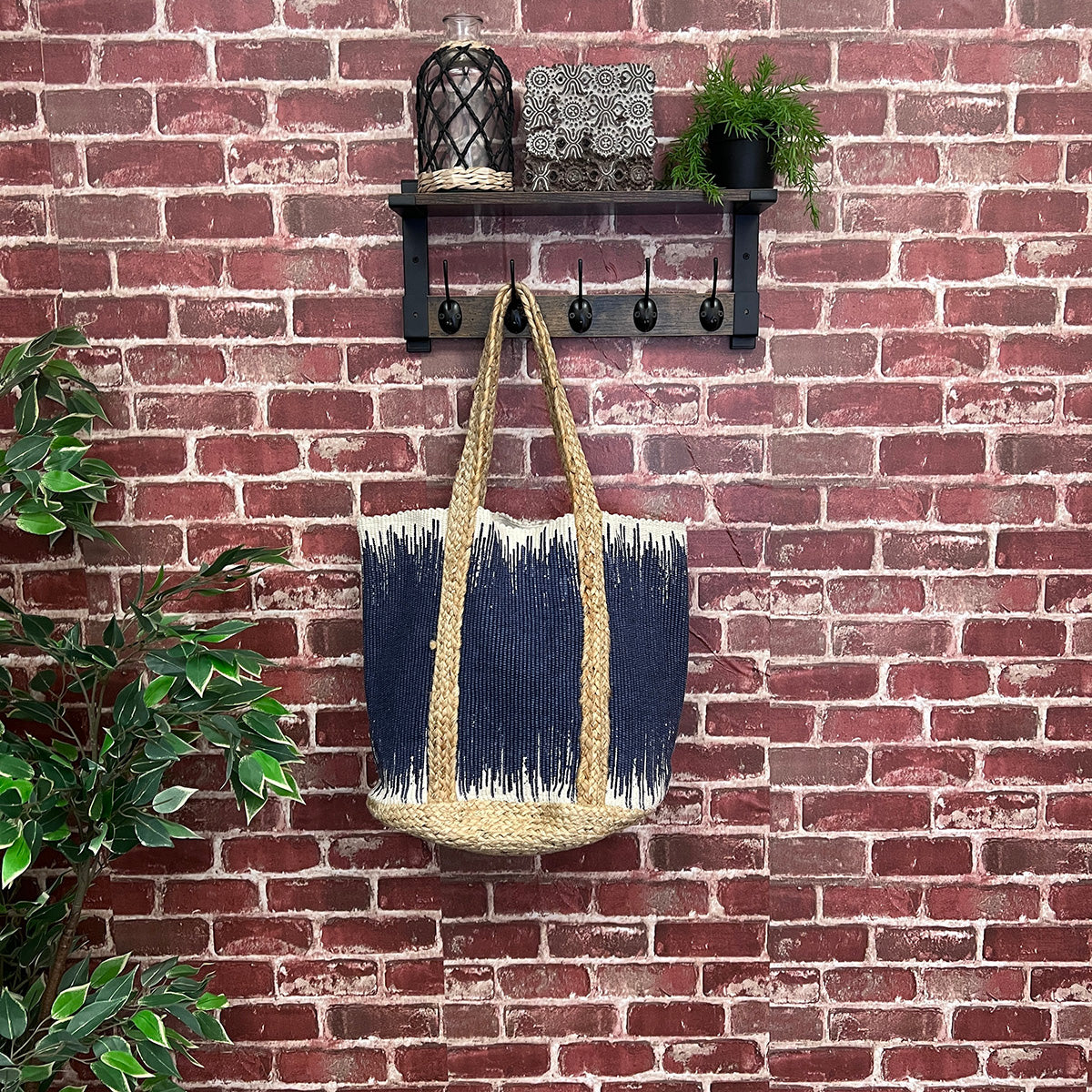 Isla Cotton and Jute Durable Everyday Tote - Blue