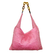 Cora Beaded Cotton Sling Bag with Chain Strap - Pink