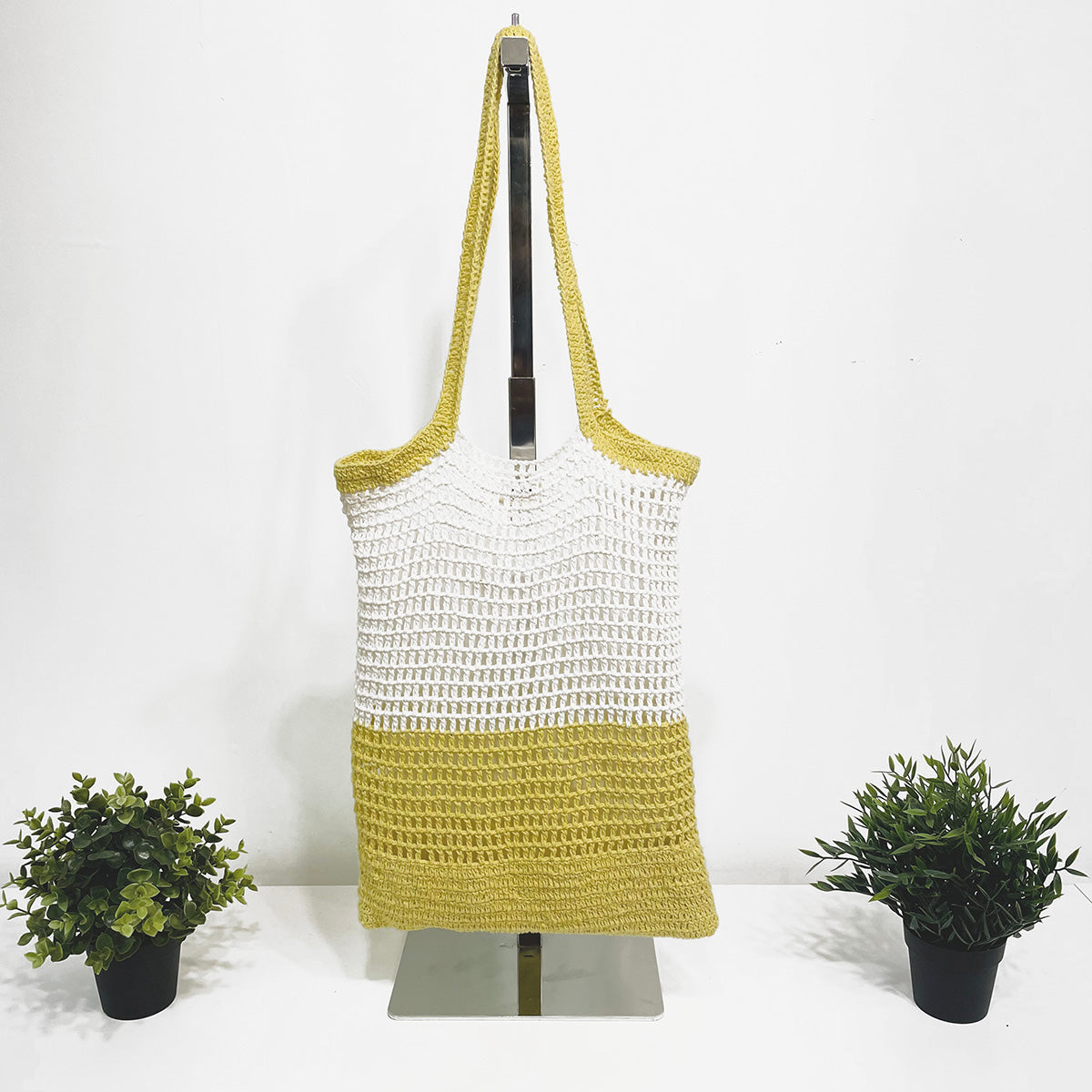Ella Woven Cotton Market Tote Bags - Yellow