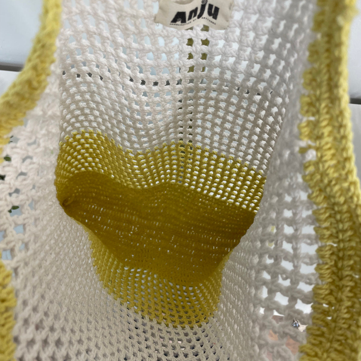 Ella Woven Cotton Market Tote Bags - Yellow
