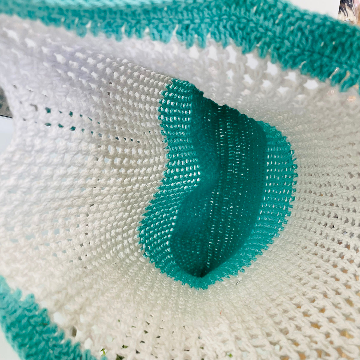 Ella Woven Cotton Market Tote Bags- Turquoise