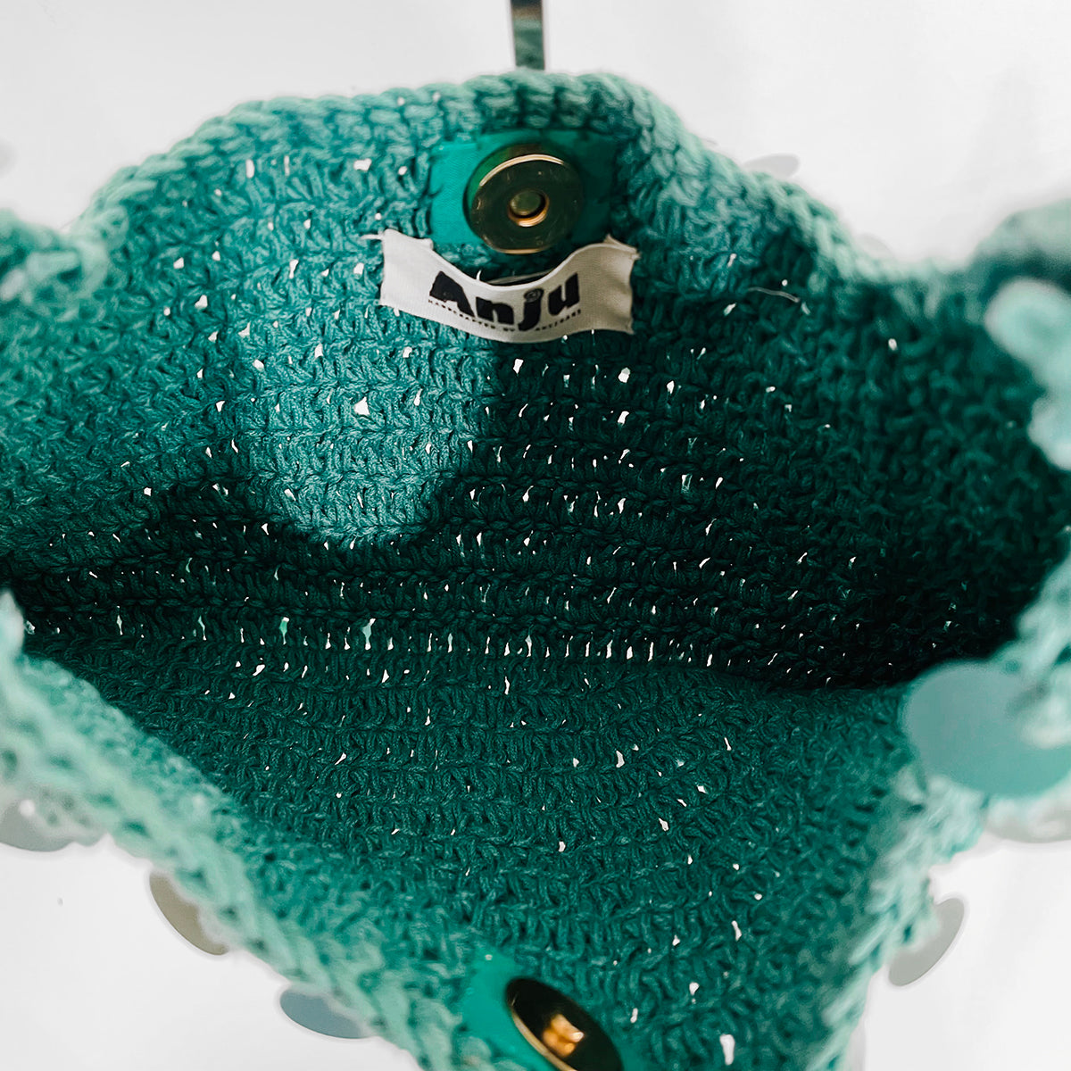 Mia Cotton Purse With Sequins and Chain Handle - Green