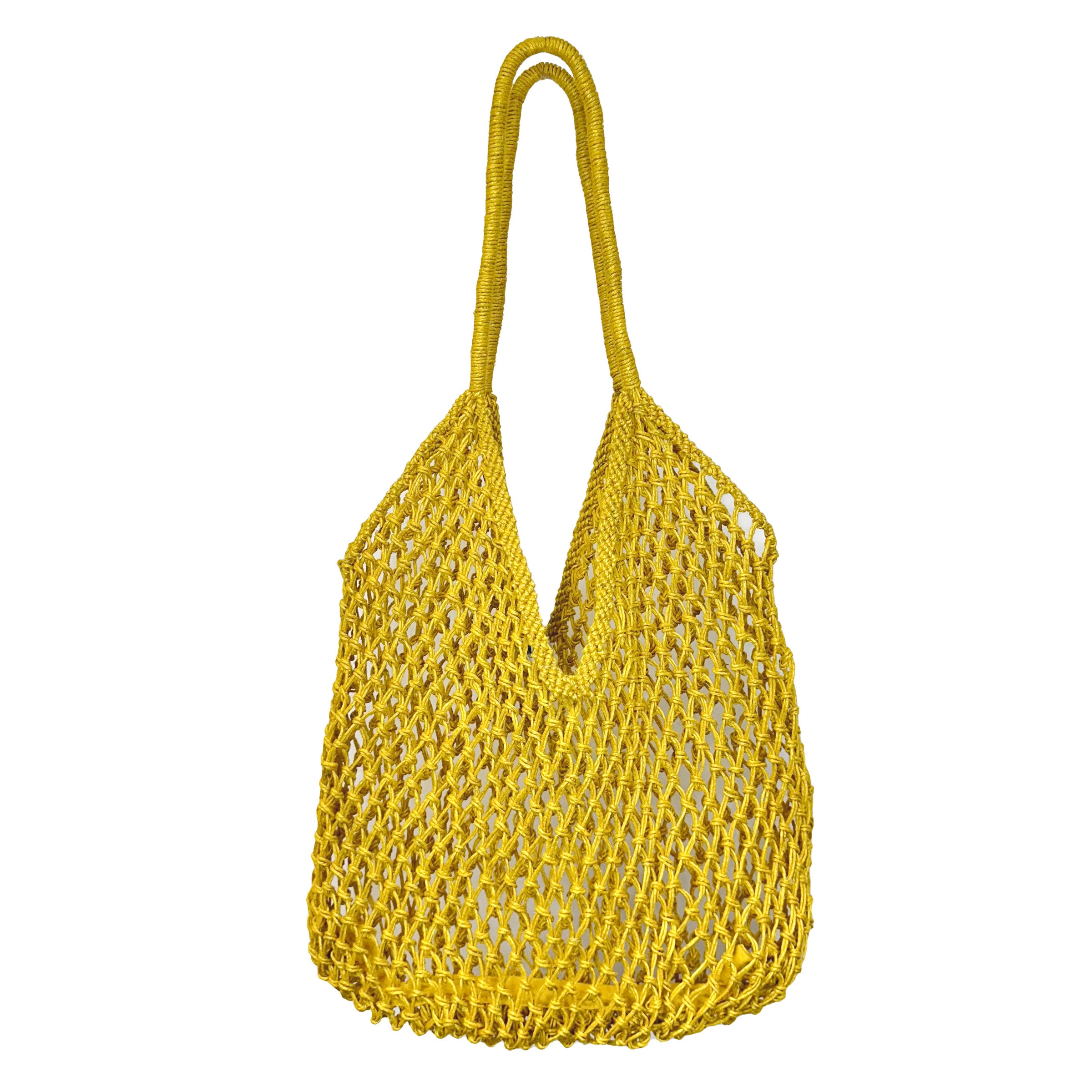 Lucia Open Weave Jute Tote - Yellow