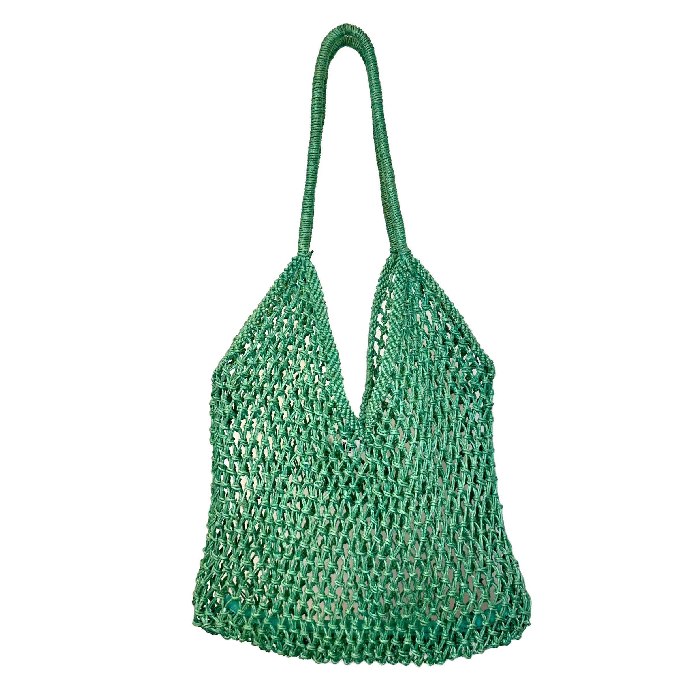 Lucia Open Weave Jute Tote - Green