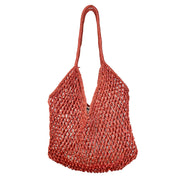 Lucia Open Weave Jute Tote - Coral