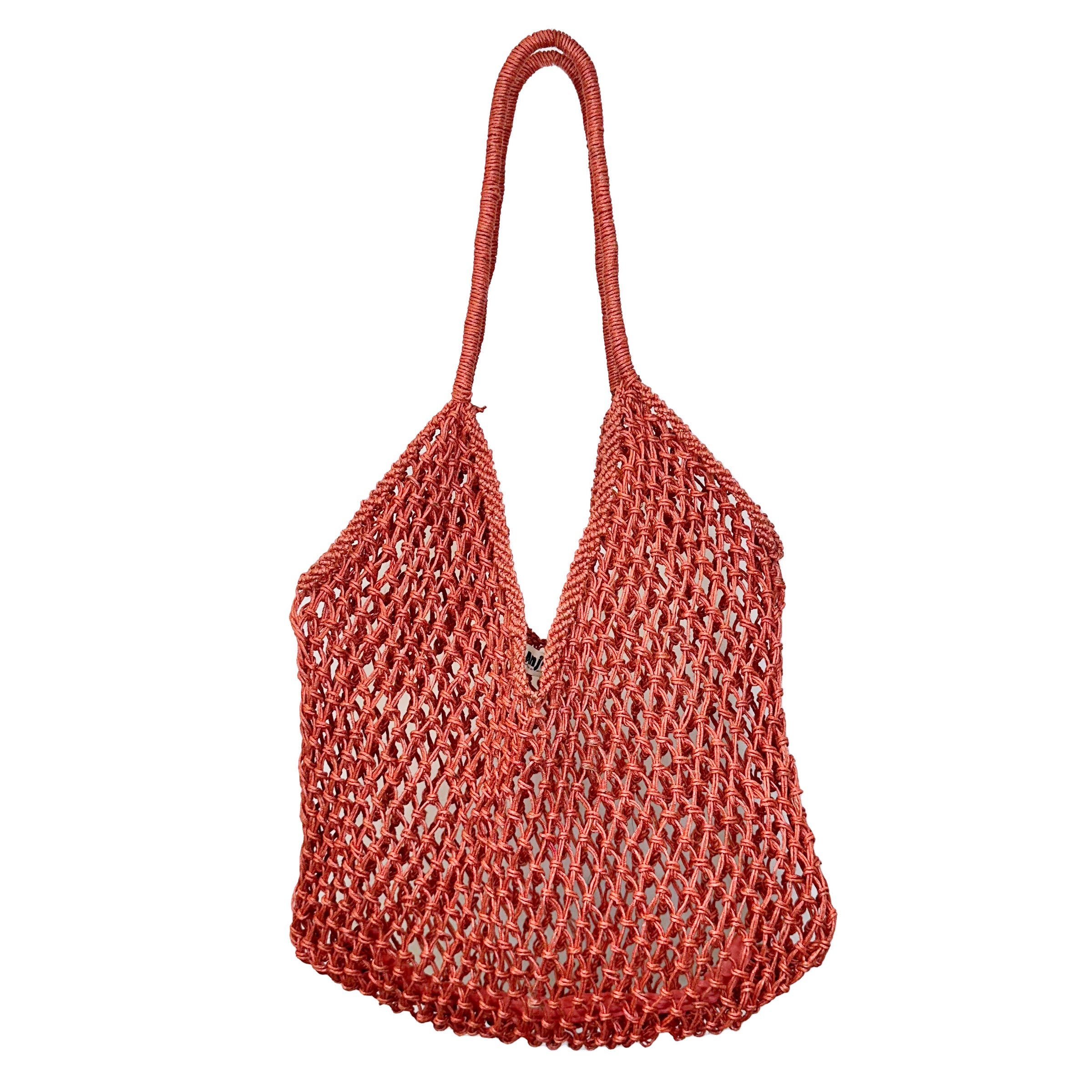 Lucia Open Weave Jute Tote - Coral