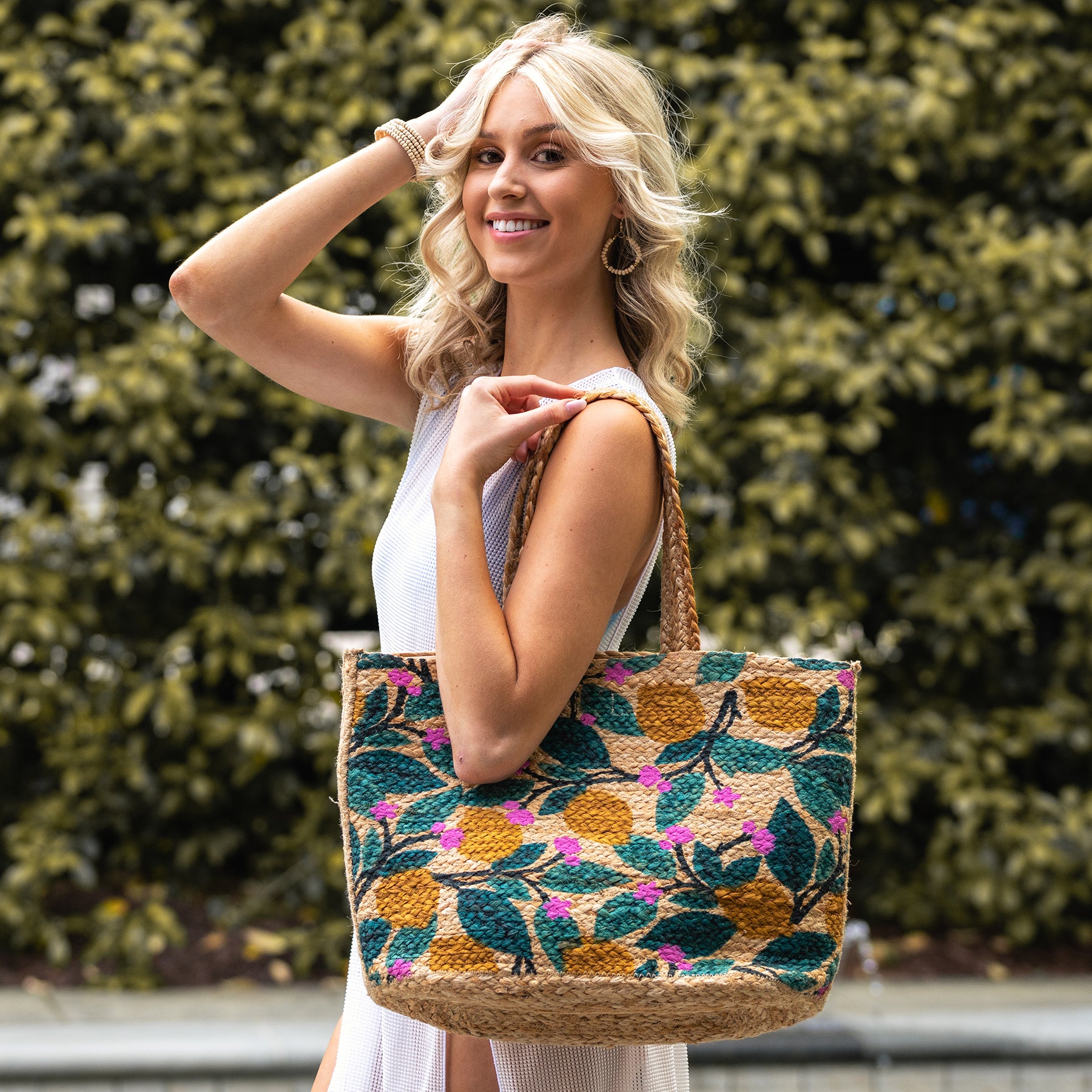 Capri Jute Bag with Tropical Prints