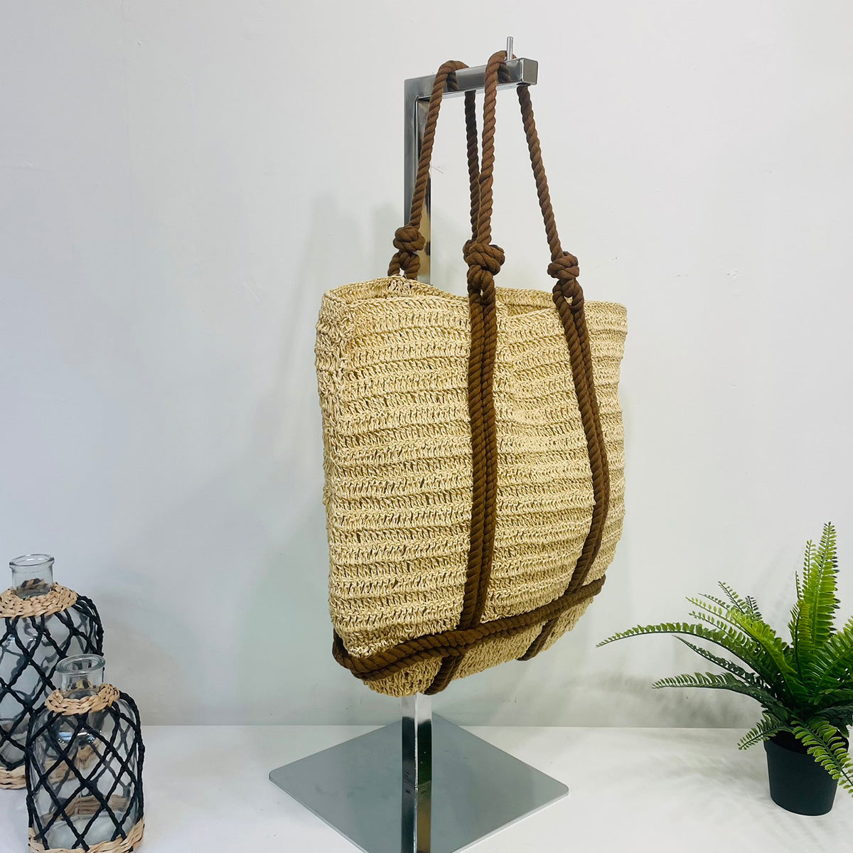 Nori Woven Jute Bags with Rope Accents