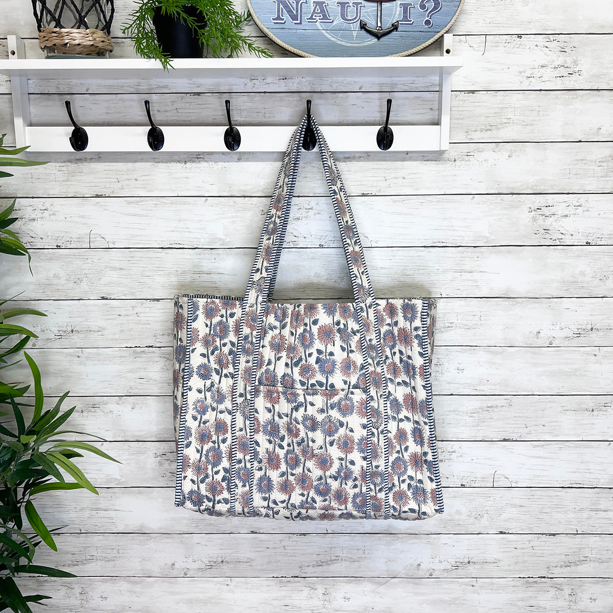 Hand Creafted Daisy Fields Quilted Block-Printed Tote