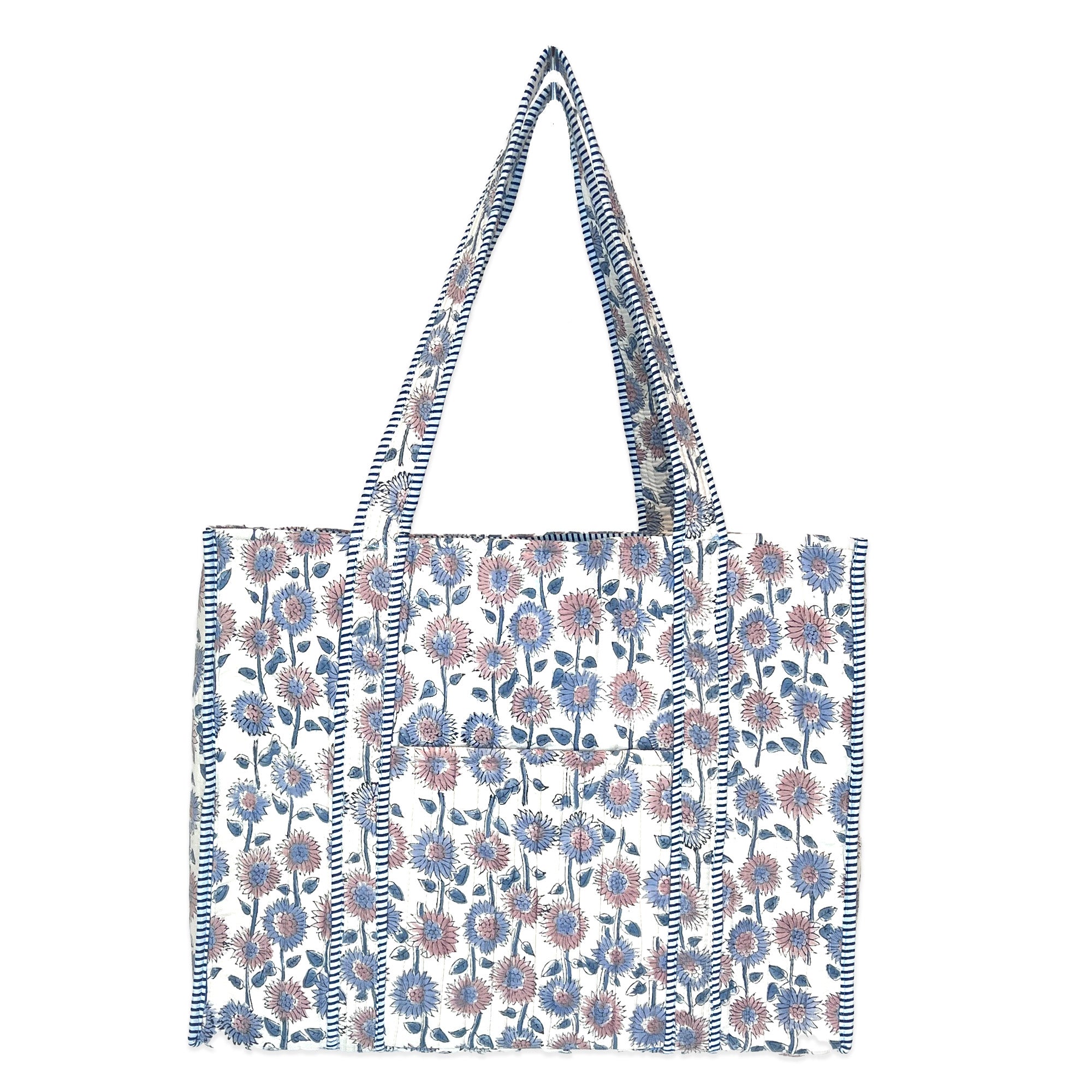 Hand Creafted Daisy Fields Quilted Block-Printed Tote