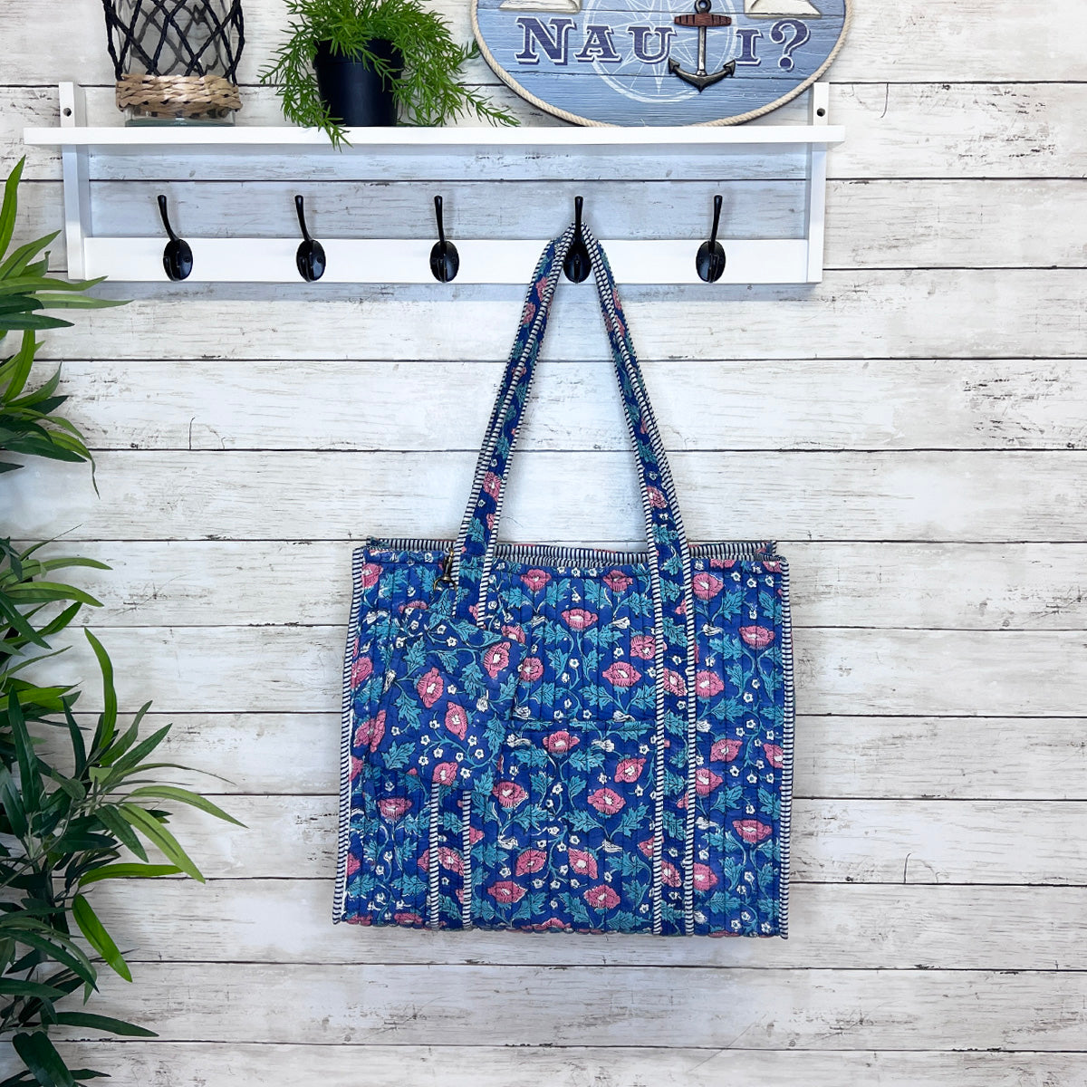 Hand Creafted Rich Primrose Quilted Block-Printed Tote