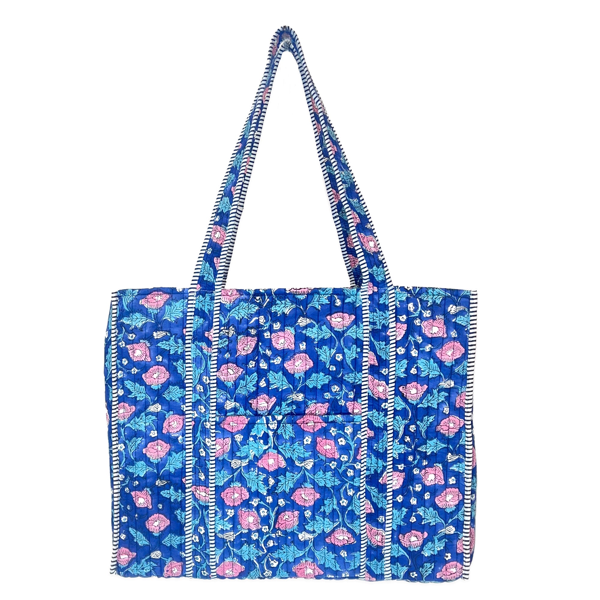 Hand Creafted Rich Primrose Quilted Block-Printed Tote