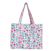 Hand Creafted Vivid Wildflowers Quilted Block-Printed Tote