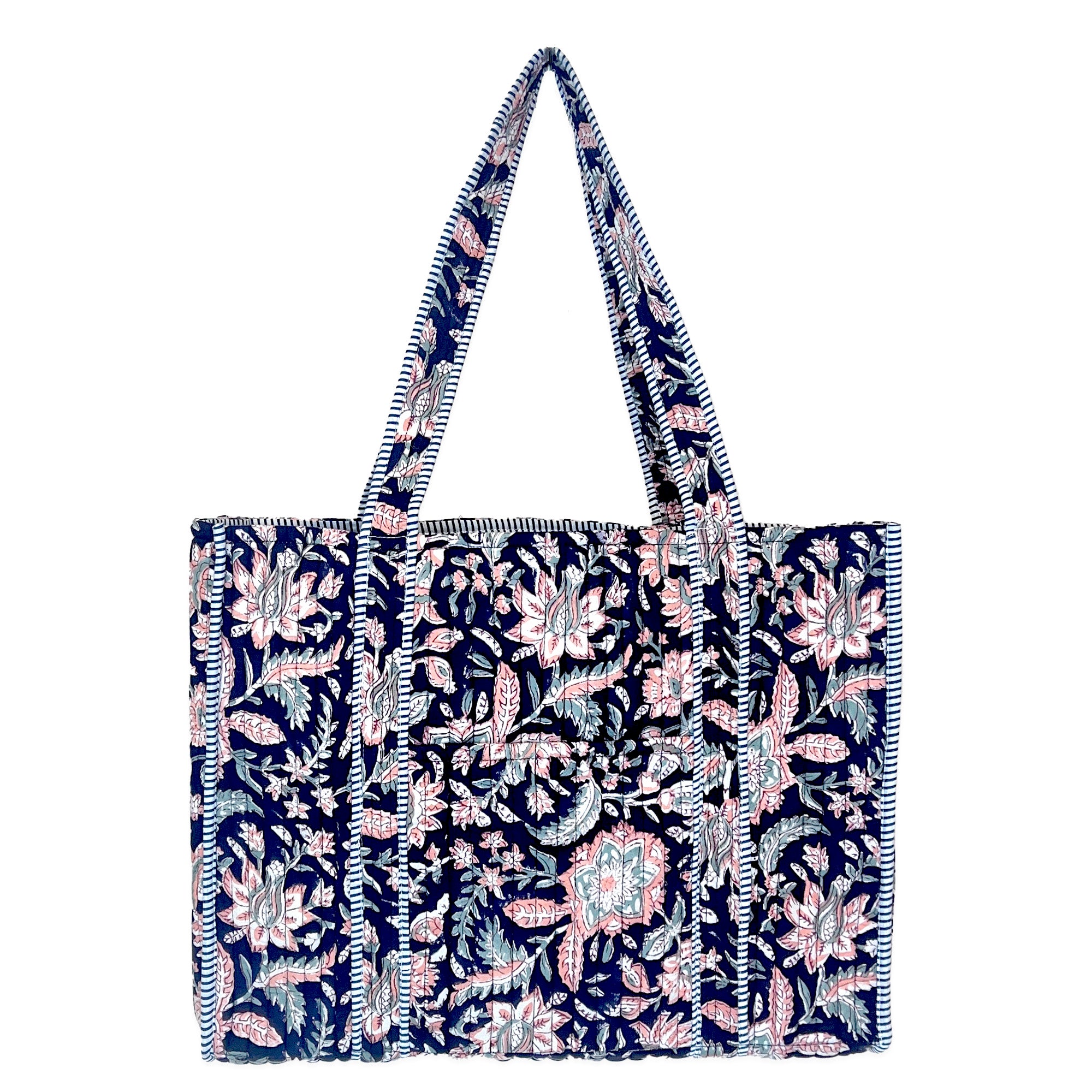 Quilted Block-Printed Midnight Desert Tote