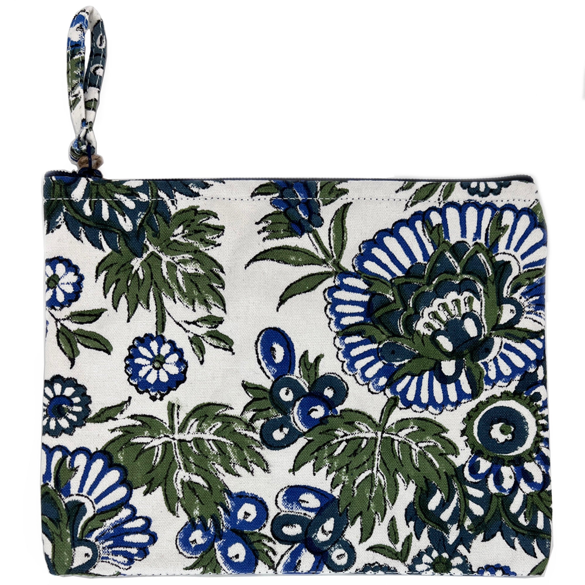 Block-Printed Canvas Zipper Pouch