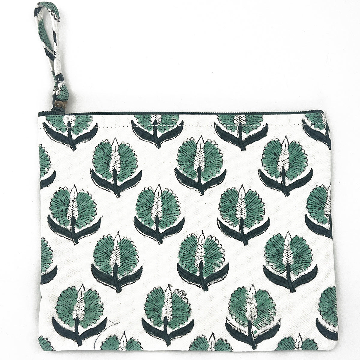 Block-Printed Canvas Zipper Pouch