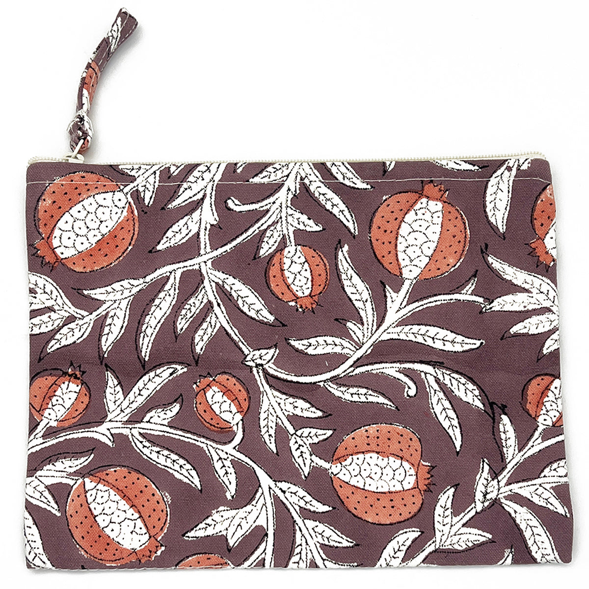 Block-Printed Canvas Zipper Pouch