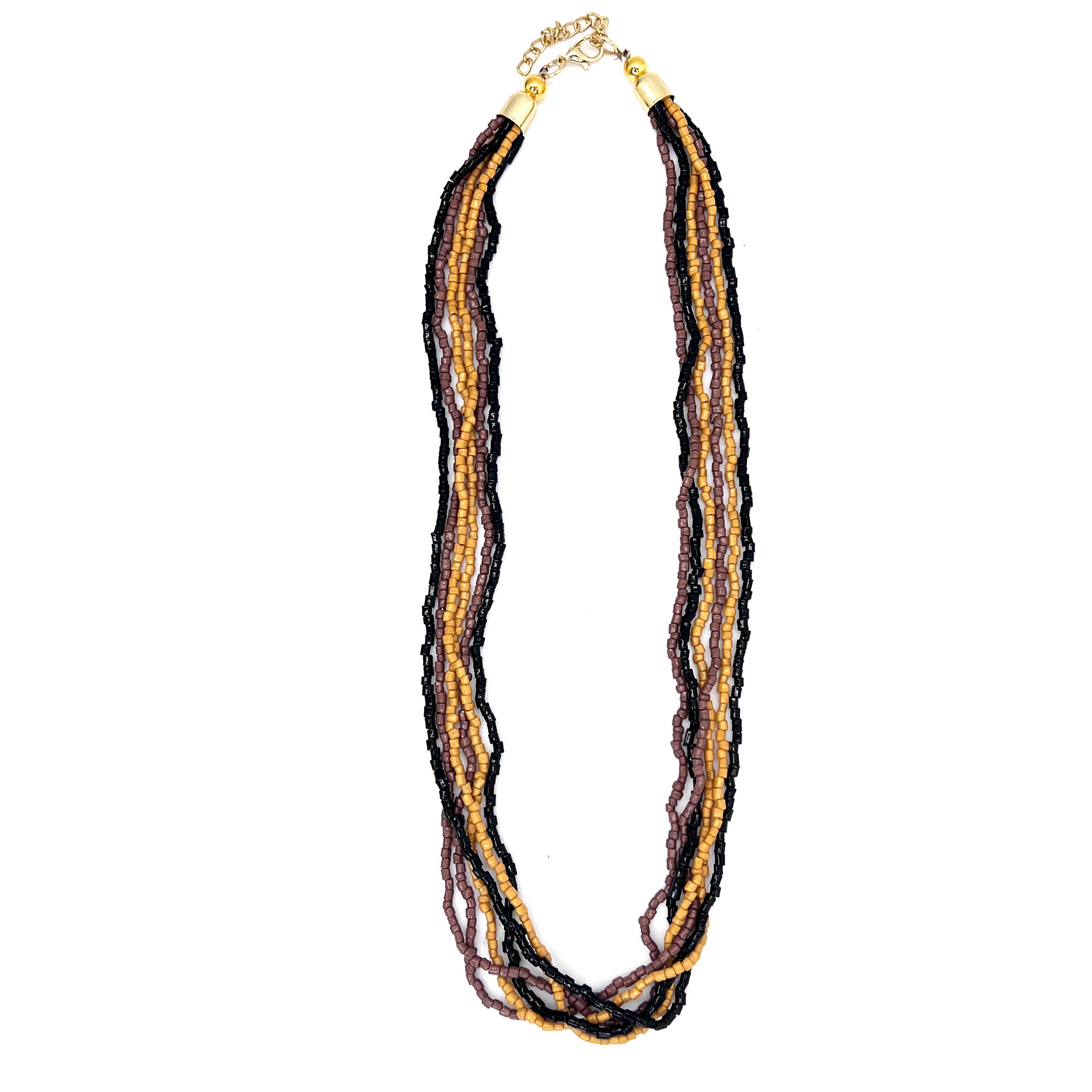 Seed Bead Multi-Strand Bib Necklace - Multiple Color Styles