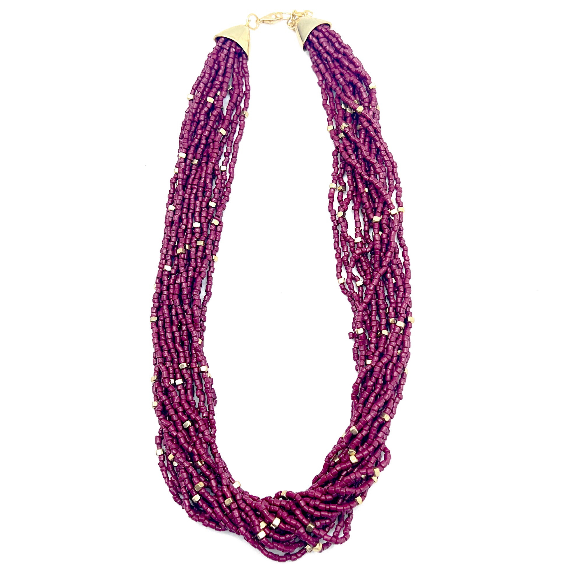 Seed Bead Multi-Strand Bib Necklace - Multiple Color Styles