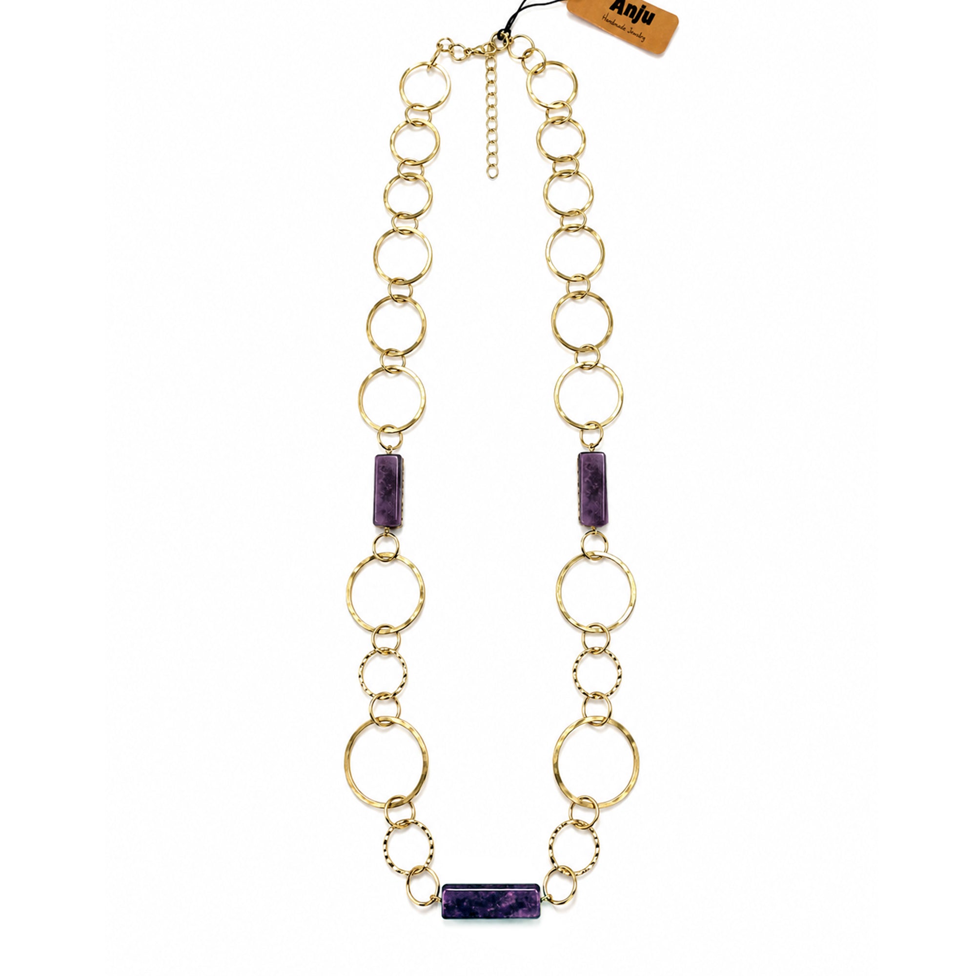 Akriti Amethyst Circle Chain Handcrafted Gold Necklace