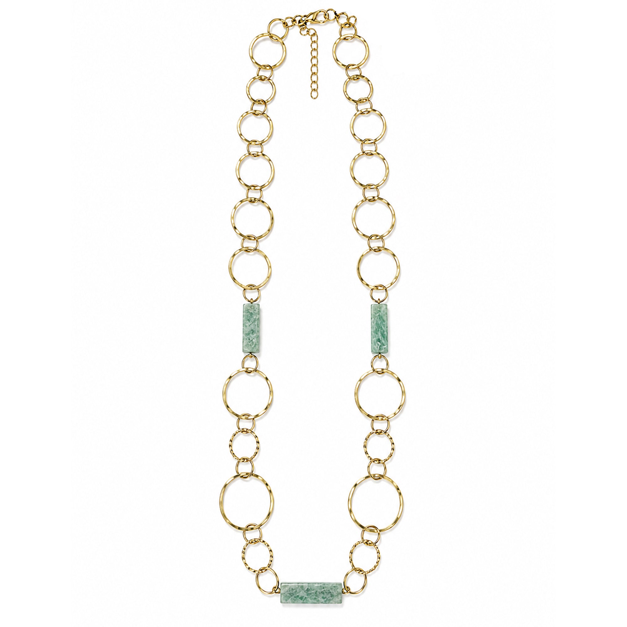 Akriti Amazonite Circle Chain Handcrafted Gold Necklace