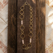 Akriti Rose Quartz Circle Chain Handcrafted Gold Necklace