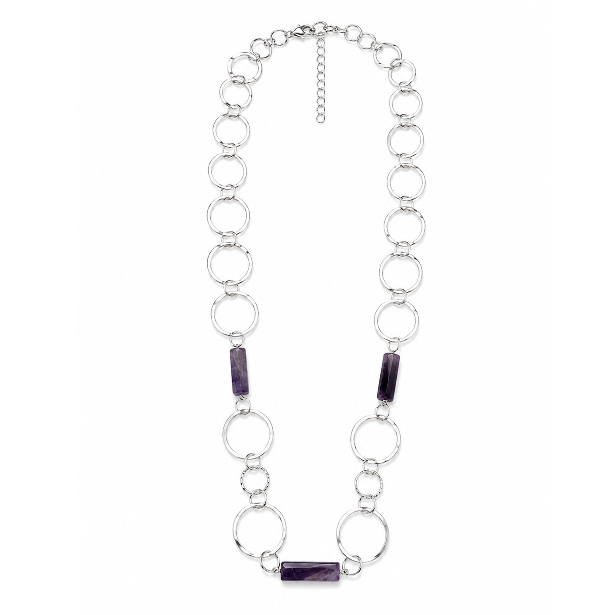 Akriti Amethyst Circle Chain Handcrafted Silver Necklace