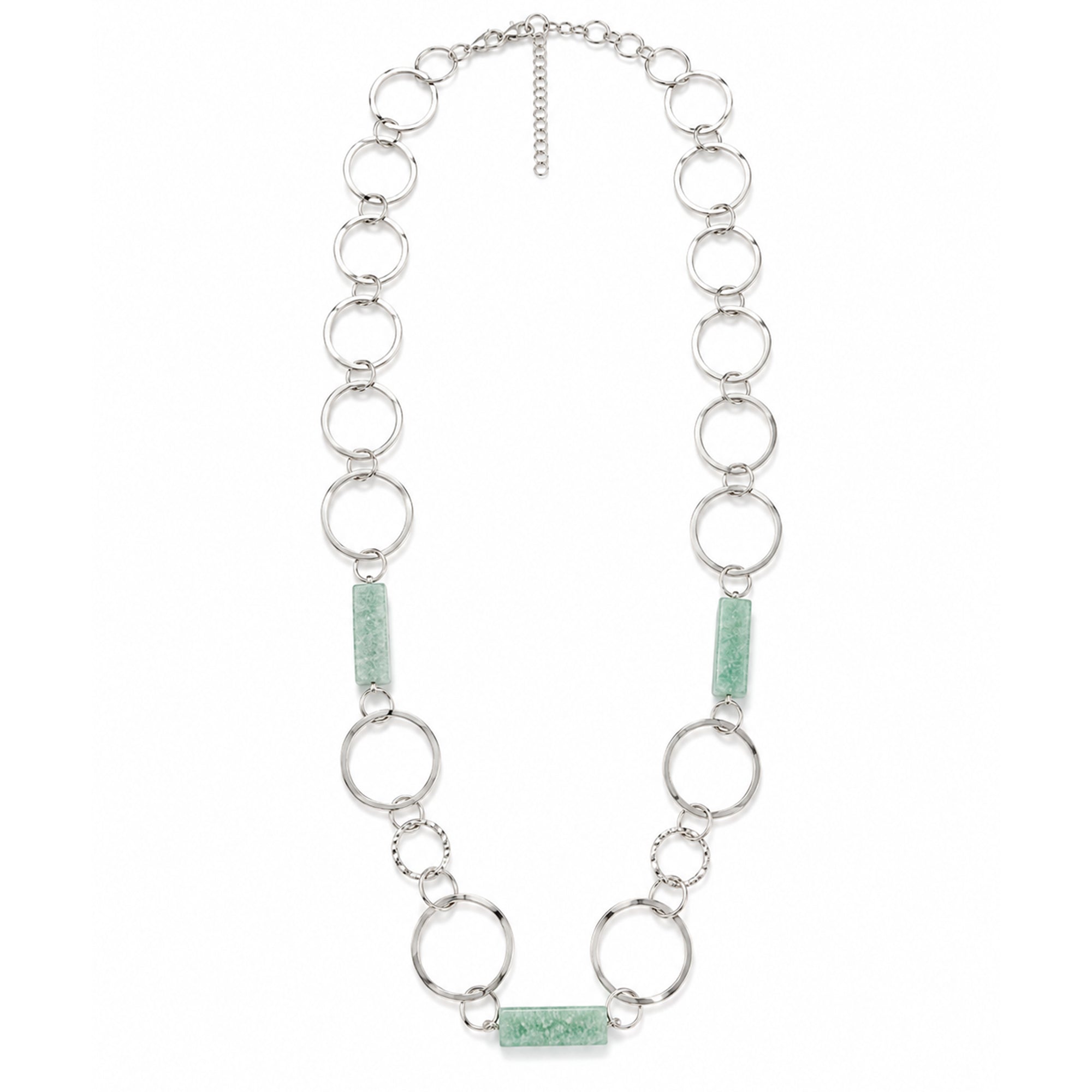 Akriti Amazonite Circle Chain Handcrafted Silver Necklace