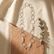 Akriti Rose Quartz Circle Chain Handcrafted Silver Necklace