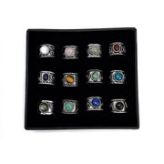 Kashi Antique silve Prepack - 12 Rings in Display Box