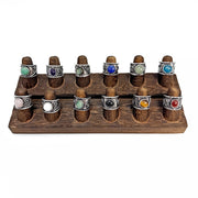 Kashi Antique silve Prepack - 12 Rings with wooden Display
