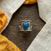 Handcrafted Kashi Antique Silver Ring with Apatite