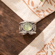 Handcrafted Kashi Antique Silver Ring with Aventurine