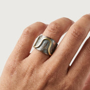 Copper Patina Handcrafted Ring - Oxidized Blue Wave