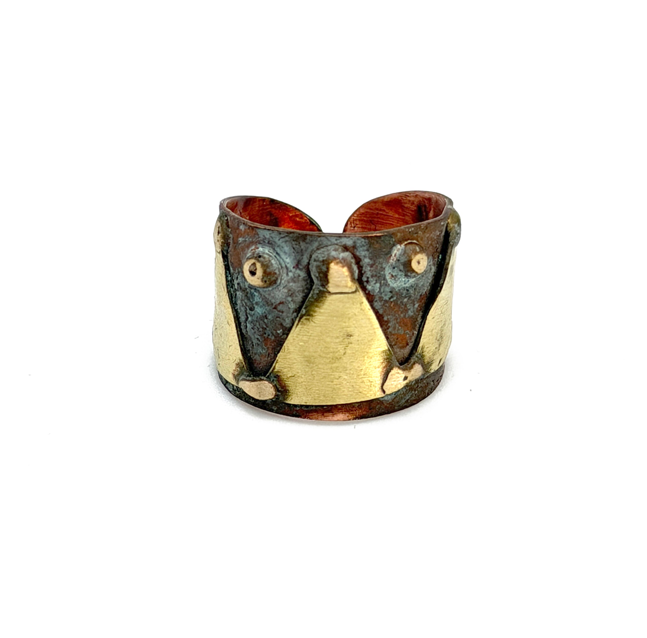 Copper Patina Handcrafted Ring - Turquoise Triangle