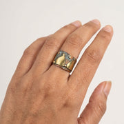 Copper Patina Handcrafted Ring - Turquoise Triangle
