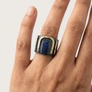 Copper Patina Handcrafted Ring -  Teal Maze