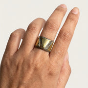 Copper Patina Handcrafted Ring - Aqua Triangle