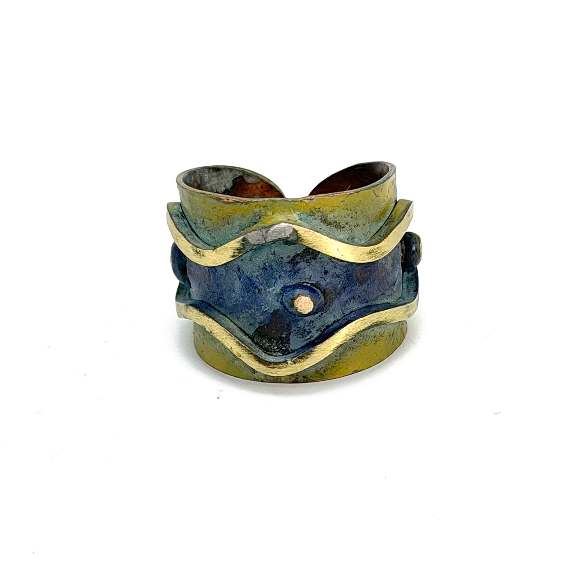 Copper Patina Handcrafted Ring - Olive Zigzag