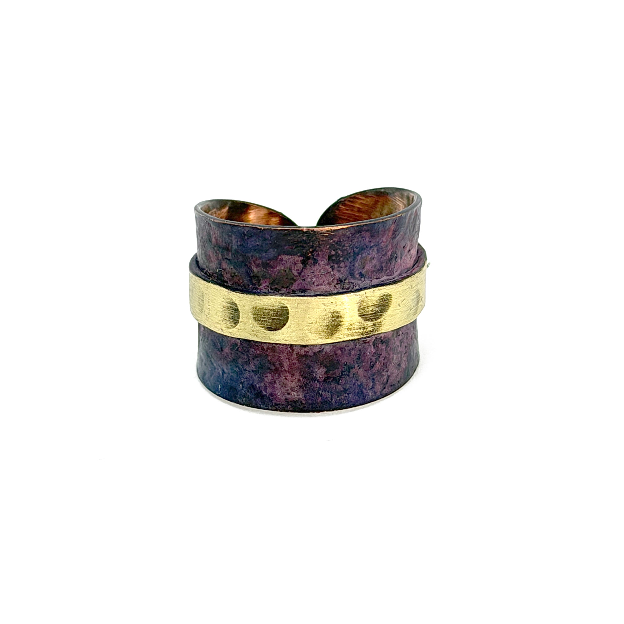 Copper Patina Handcrafted Ring -  Plum Band