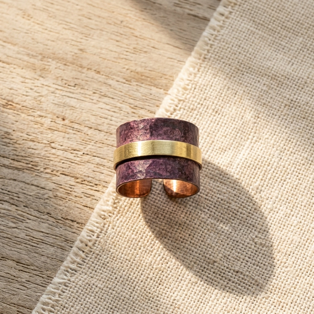 Copper Patina Handcrafted Ring -  Plum Band