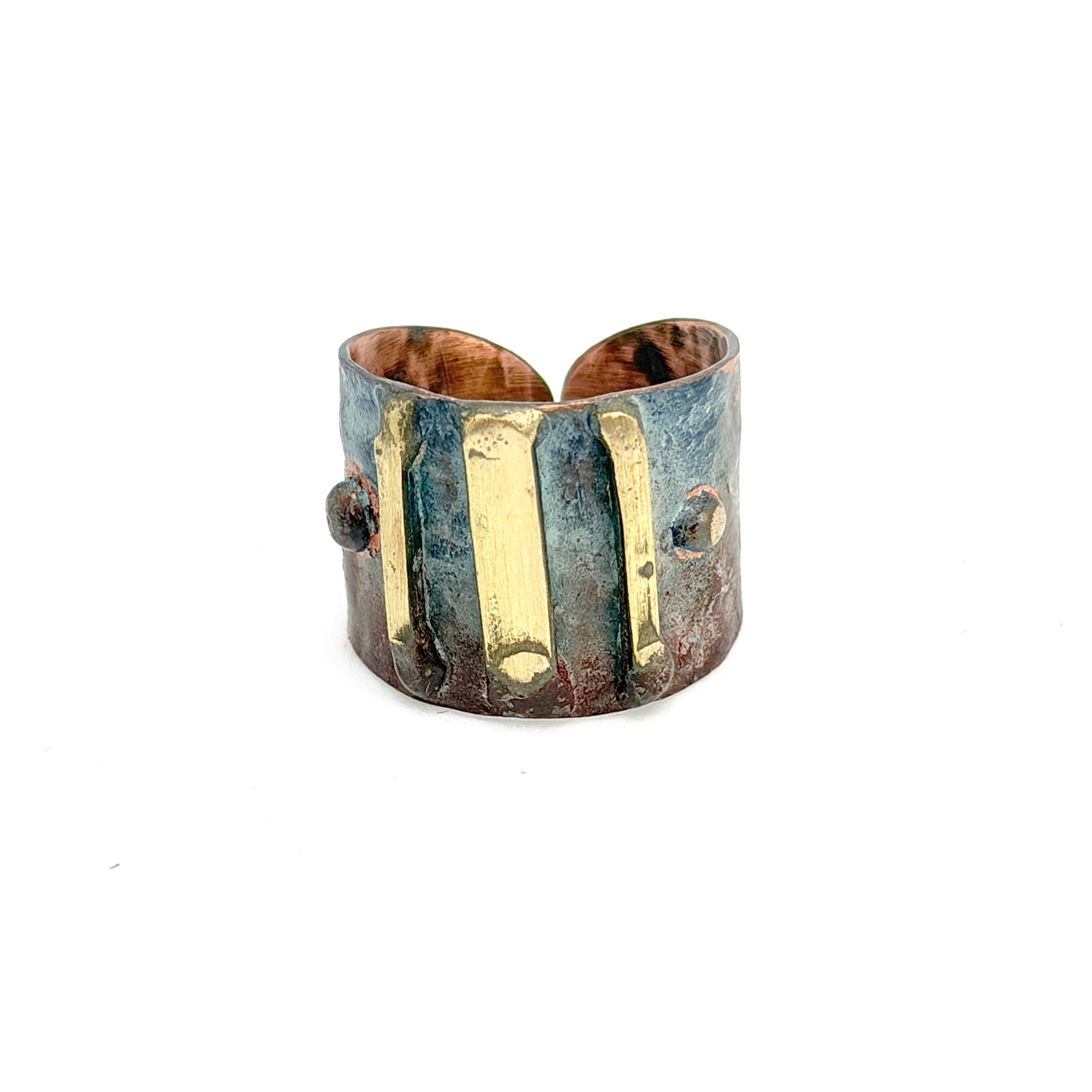 Copper Patina Handcrafted Ring -  Blue Ember