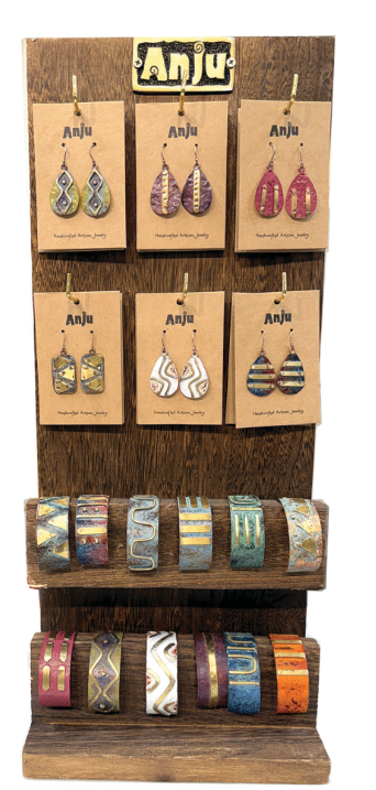 Copper Patina Bracelet and Earring Prepack with Display