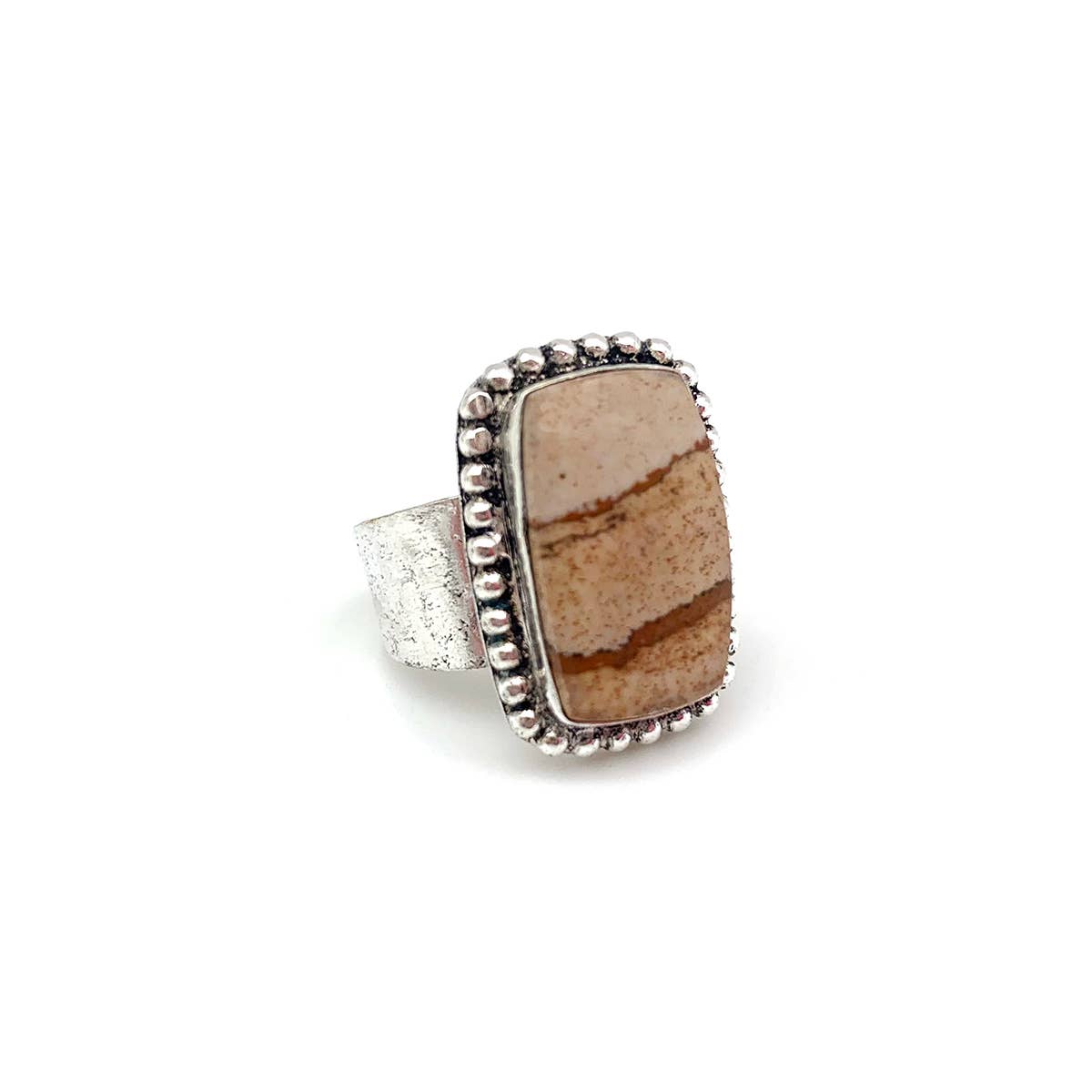 Handcrafted Kashi Semiprecious Stone Ring - Picture Jasper
