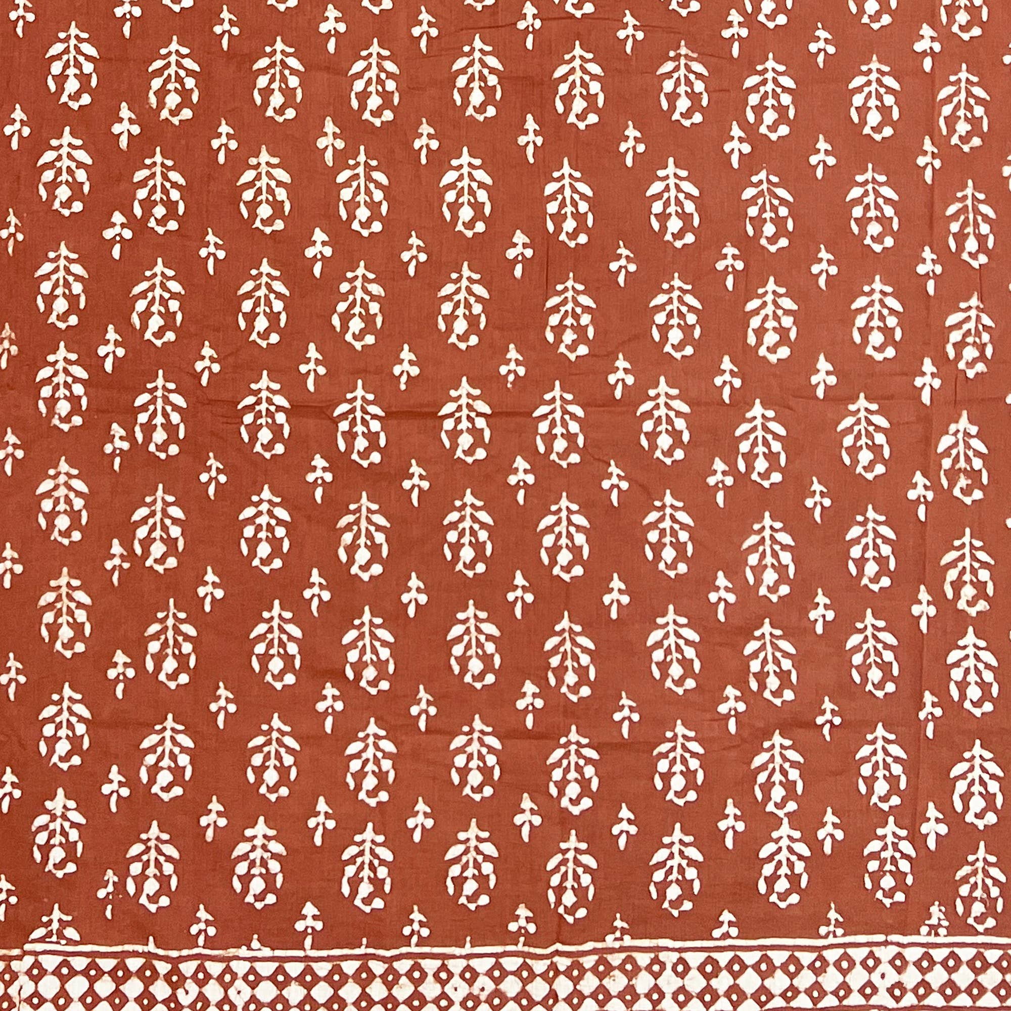 Handcrafted Cotton Sarong - Rust Leaf Print