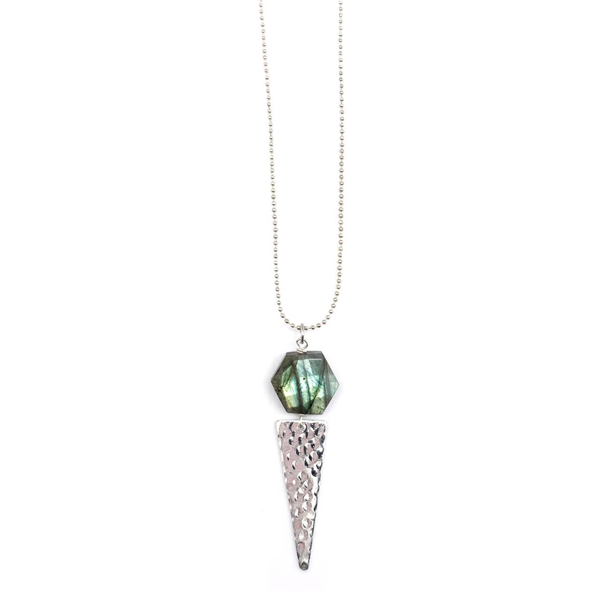 Akriti Silver and Medium Faceted Labradorite Necklace