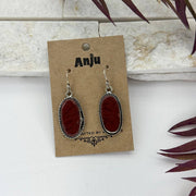 Handcrafted Kashi Semiprecious Stone Earrings - Red Jasper