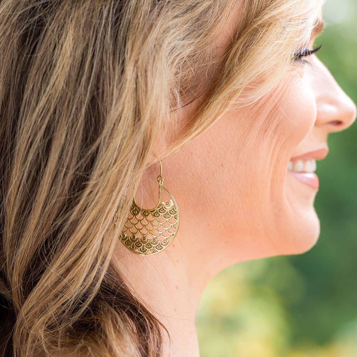 Tanvi Collection Earrings - Gold Circle with Waves
