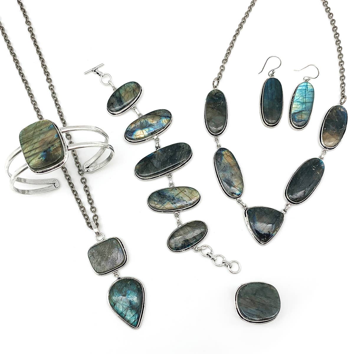 Kashi Semiprecious Stone Cuff Bracelet - Labradorite